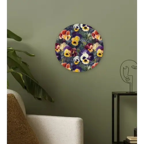 Viooltjes - Paars - Geel - Groen Wandcirkel plexiglas klein 852 -sfeer3