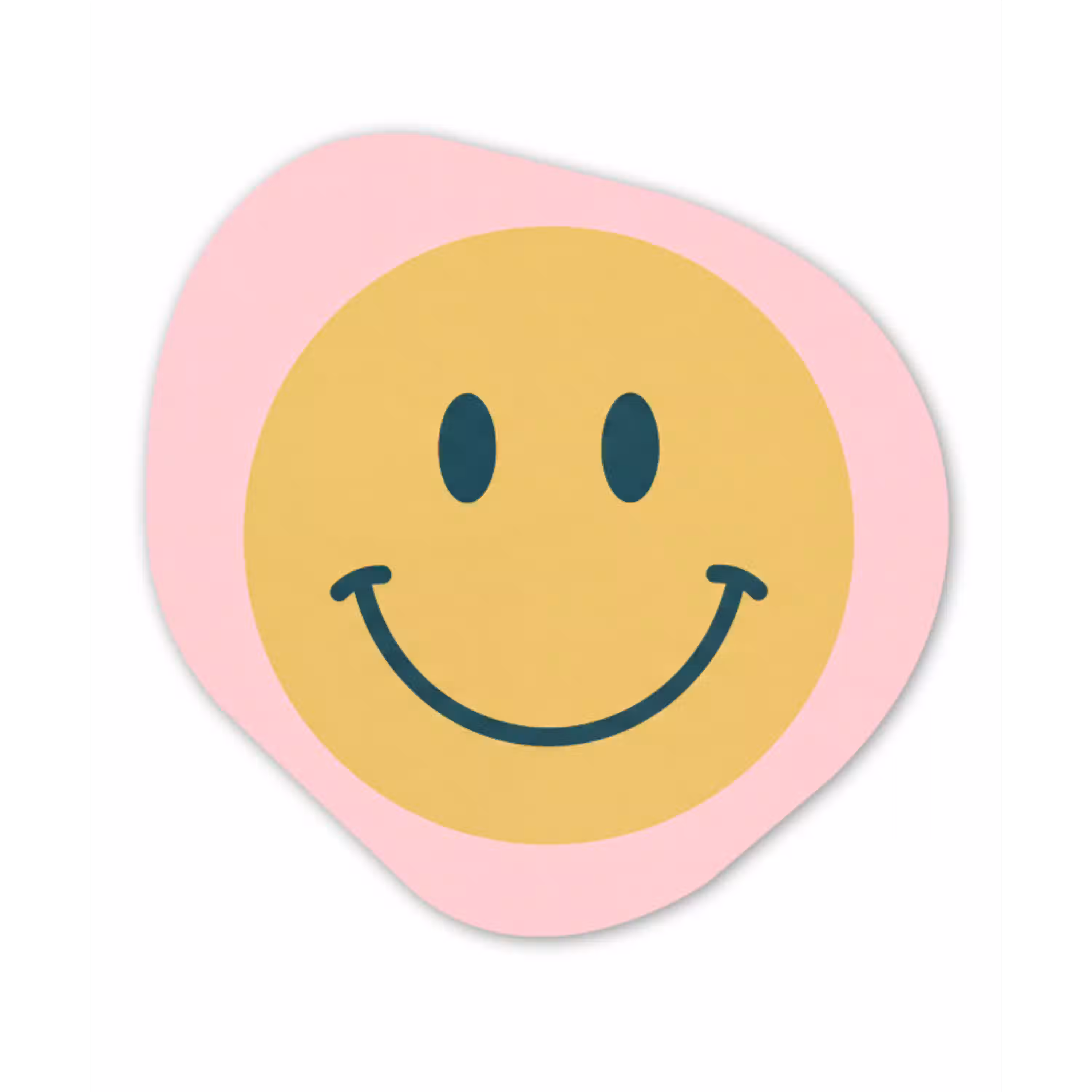 Smiley - Geel - Roze - Symbool - Minimalistisch Wandcirkel Organisch Aluminium middel -3d