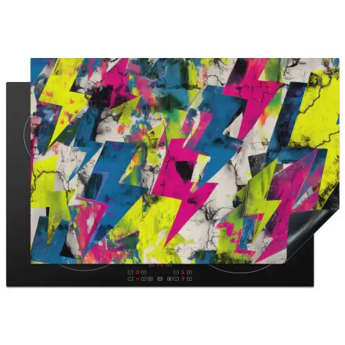 Bliksemschichten - Patroon - Marmer - Kleuren Inductie beschermer vinyl 3mm klein -3d