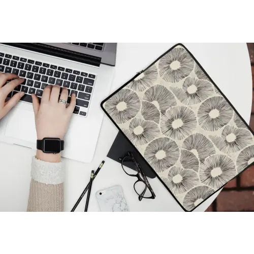 Cirkels - Patroon - Zwart laptophoes neopreen klein 279 -bureau