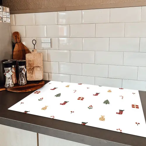 Illustratie - Kerstsymbolen - Wit Inductie beschermer vinyl 3mm klein 276 -sfeer3