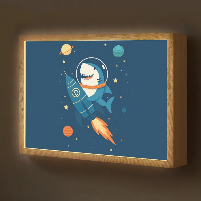 Raket - Haai - Ruimte Light Box met batterij (Wandlamp kind) middel -z3d_website