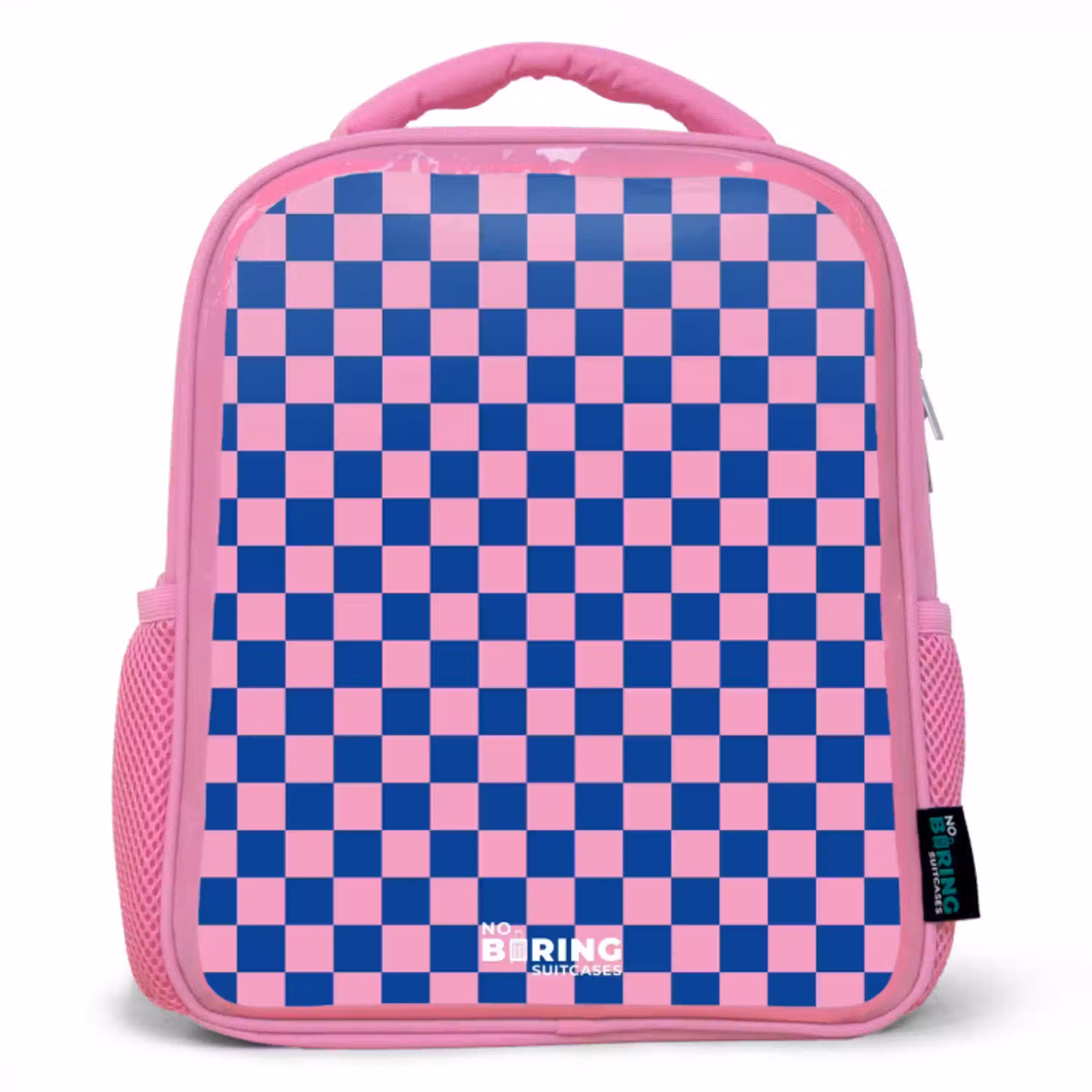 Blokjes - Blauw - Roze Kinderrugzak - Roze middel -3d