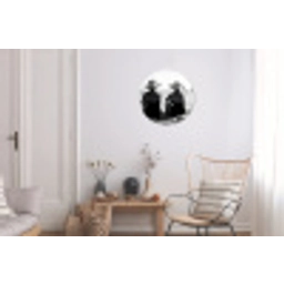 Vrouwen - Zonnehoed - Strand - Zwart - Wit Wandcirkel aluminium klein -woonkamer