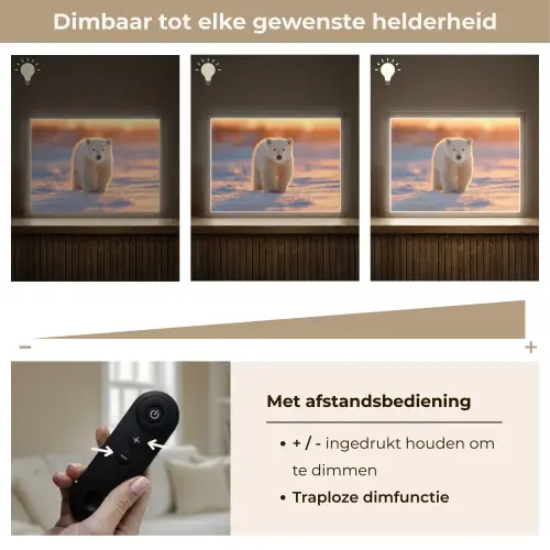 Ijsbeer - Sneeuw - Zonsopgang Light Box met batterij (Wandlamp) middel -USP_dimbaarNL