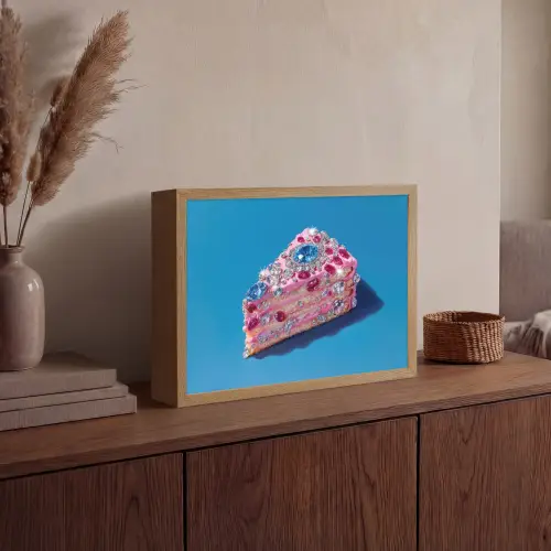 Taart - Edelstenen - Glitters - Roze Light Box met batterij (Wandlamp) middel -sfeer2