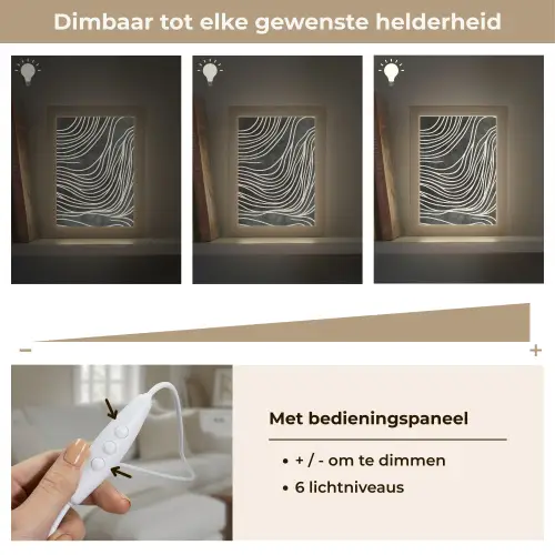 Lijnen - Patroon - Abstract - Wit Light Box met kabel (Tafellamp) klein -USP_dimbaarNL