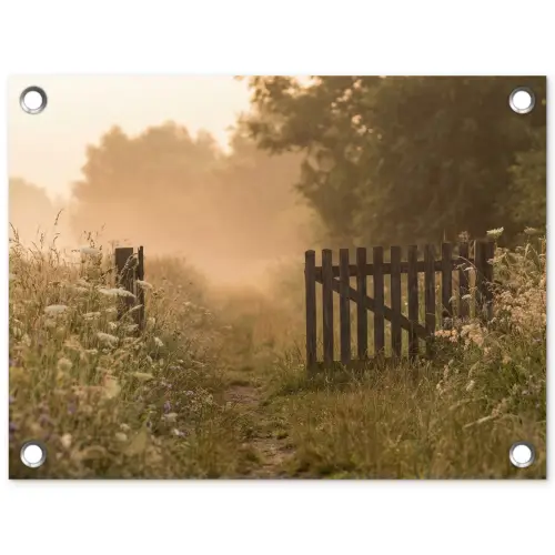 Hek - Natuur - Mist - Veld tuinposter los doek klein -3d