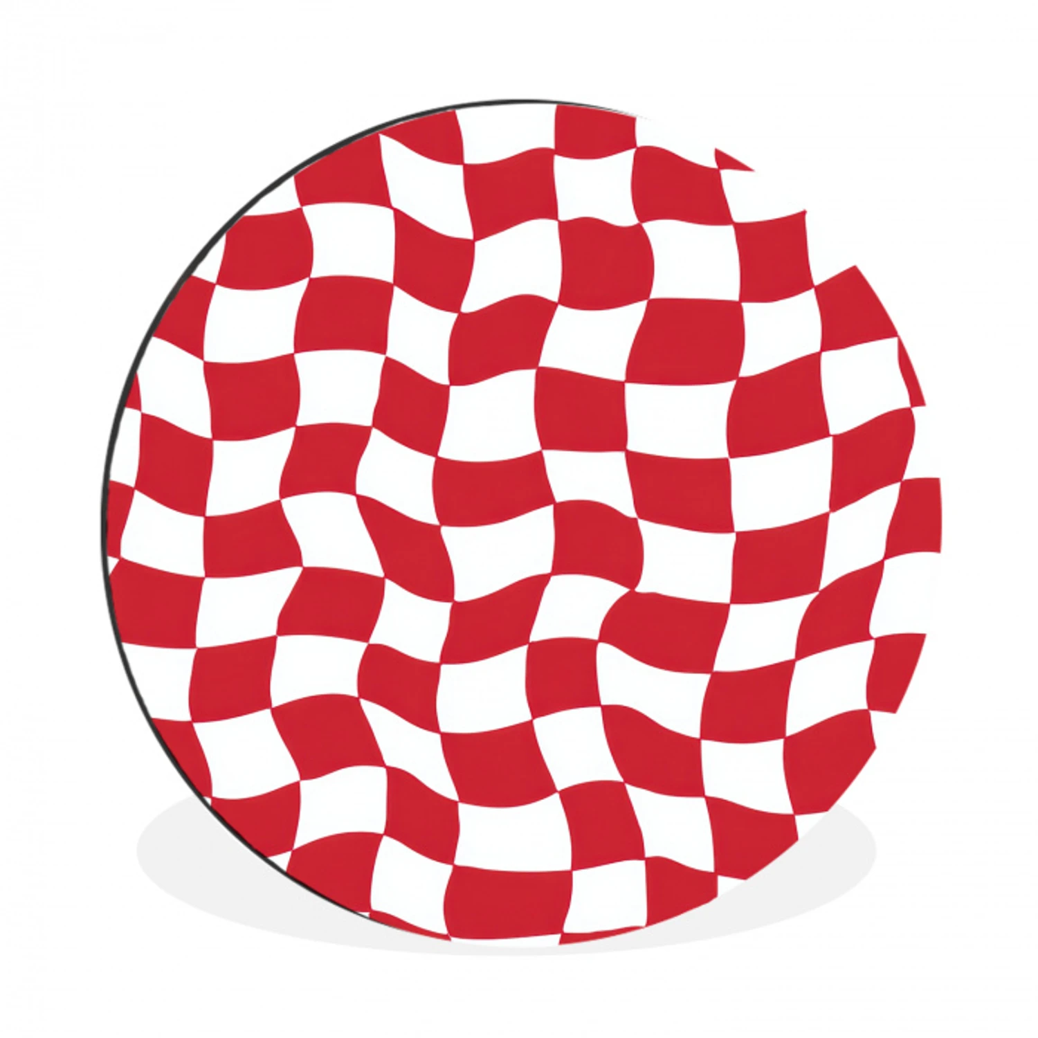 Golvend - Patroon - Rood Wandcirkel aluminium klein 190 -3d
