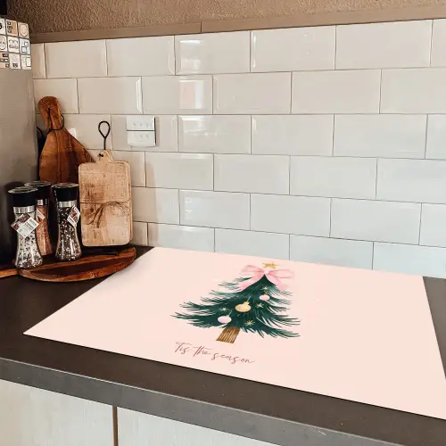 Christmas Season - Kerst - Kerstboom - Roze Inductie beschermer vinyl 3mm klein -sfeer3