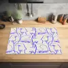 Gezicht - Blauw - Lijnen - Beige Inductie beschermer vinyl 3mm klein 276 -sfeer5