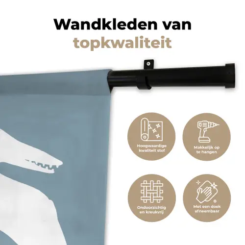 Dino - Pteranodon - Dinosaurus - Blauw Wandkleed katoen klein -sfeer2