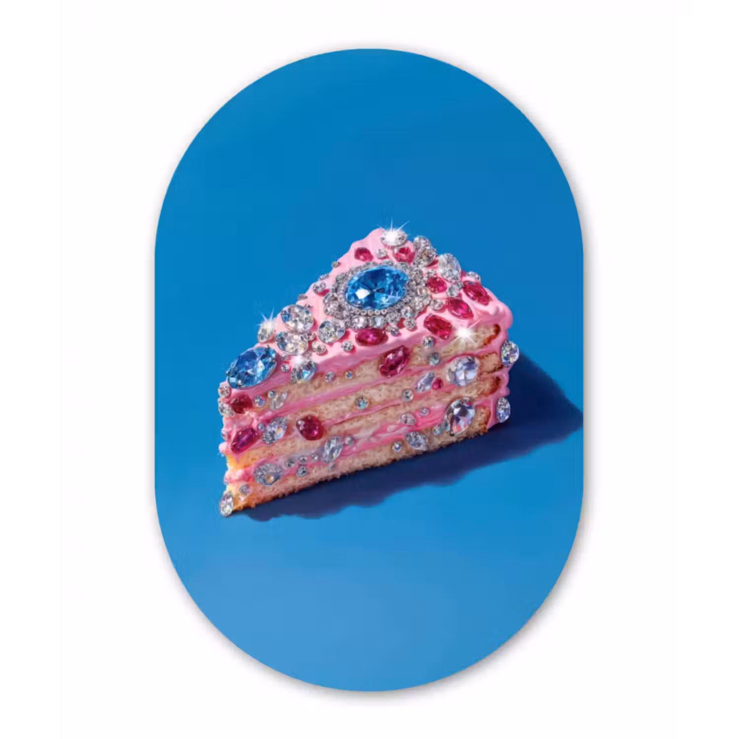Glasbild Oval - Torte - Edelsteine - Glitzer - Rosa