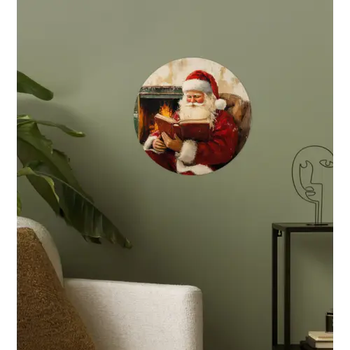 Kerst - Kerstman - Winter - Open Haard Wandcirkel behangsticker klein -sfeer2