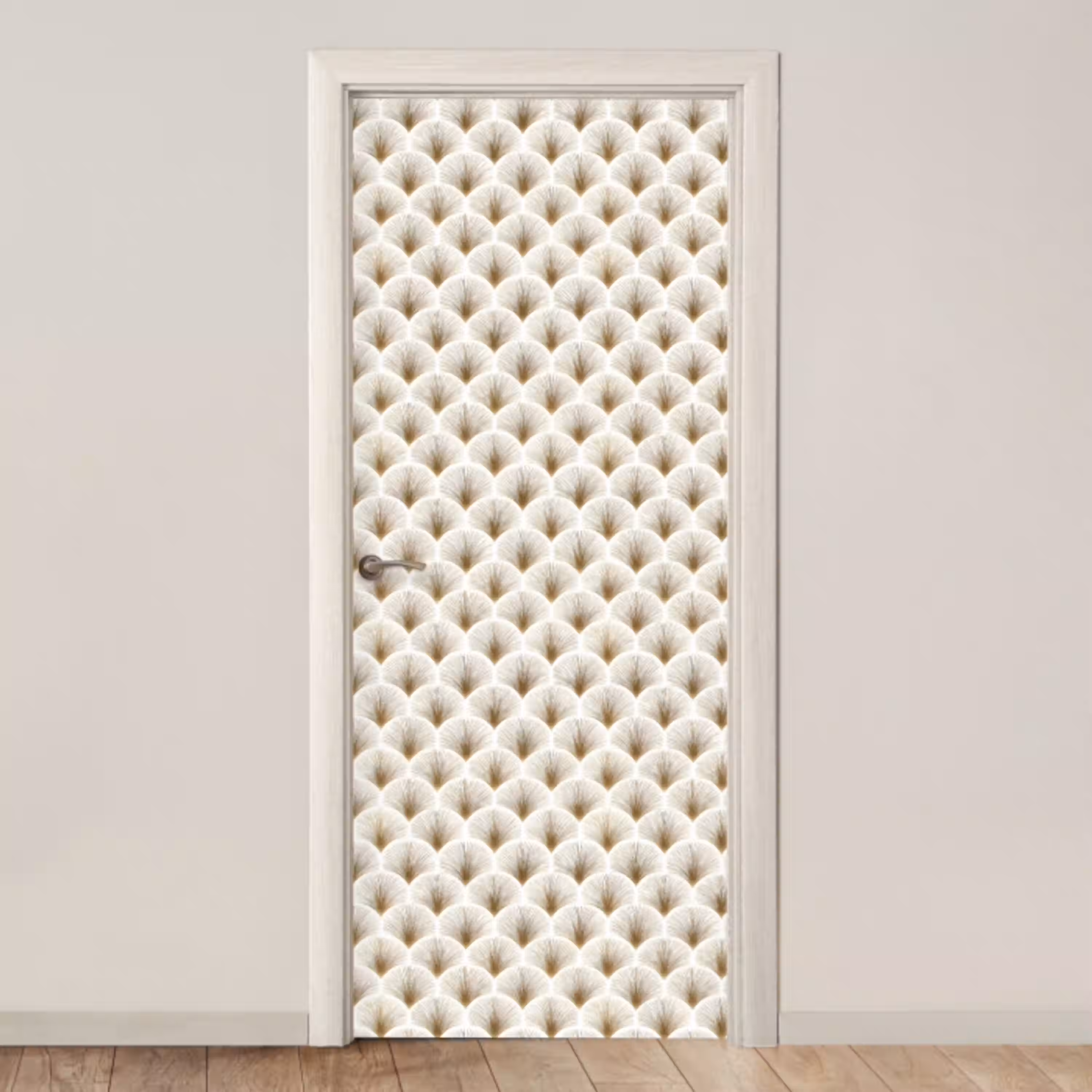 Waaiers - Art Deco - Elegant - Goud - Wit deurposter klein 289 -3d_beige