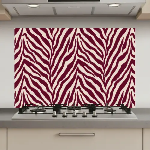 Zebra - Motief - Bordeaux - Rood keuken achterwand spatscherm klein 900 -3d_website