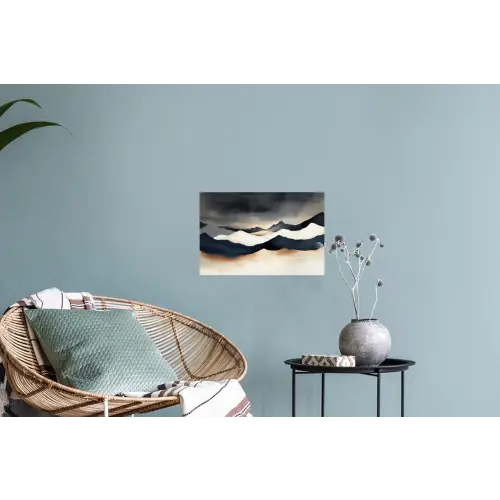 Bergen - Donkerblauw - Landschap Muursticker klein -plant