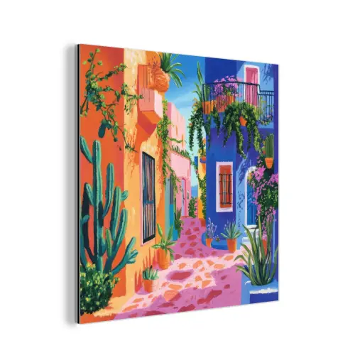 Geel - Blauw - Oranje - Huis aluminium wit klein -3d