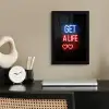 Gaming - Tekst - Get a life - Neon - Zwart fotolijst zwart zonder passe partout klein -sfeer1