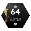Zwart goud structuur - Modern Naambord Hexagon klein -3d