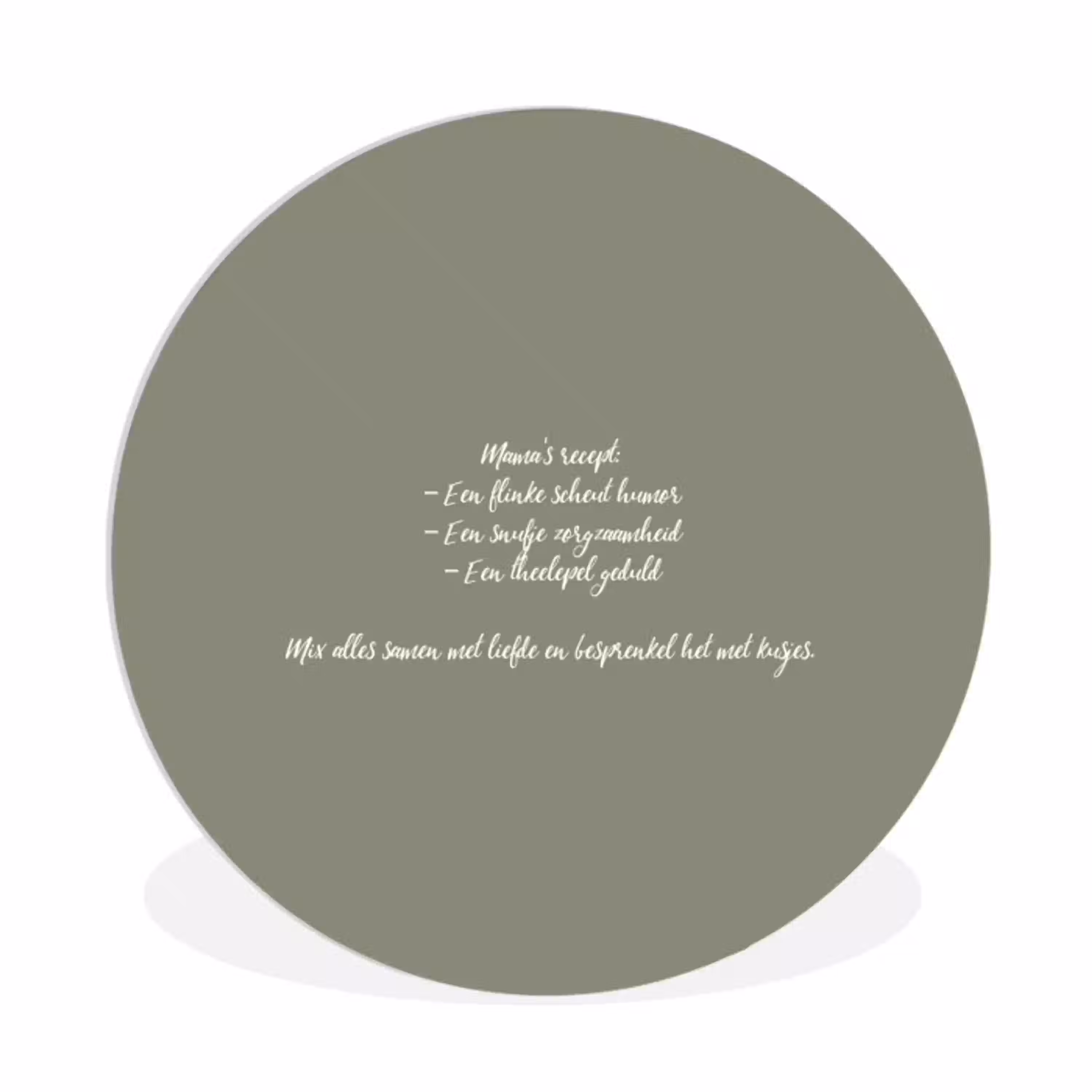 Quotes - Ma - Spreuken - Mama's recept - Koken Wandcirkel kunststof plaat 5mm dik klein -3d