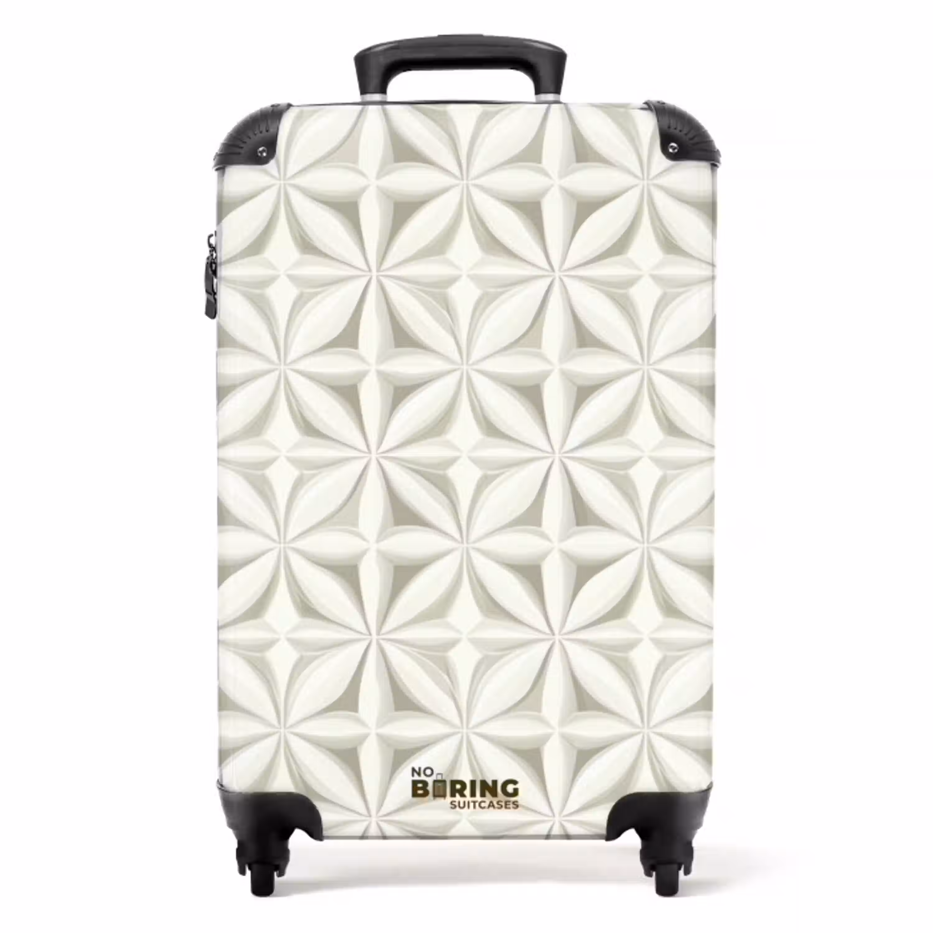 Abstract - Structuur - Grijs - Wit NBS - Handbagage koffer - Volwassenen Unisex middel -productfoto_recht