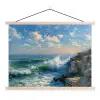 Zee - Golven - Rotsen - Meeuwen textielposter latten blank klein -3d
