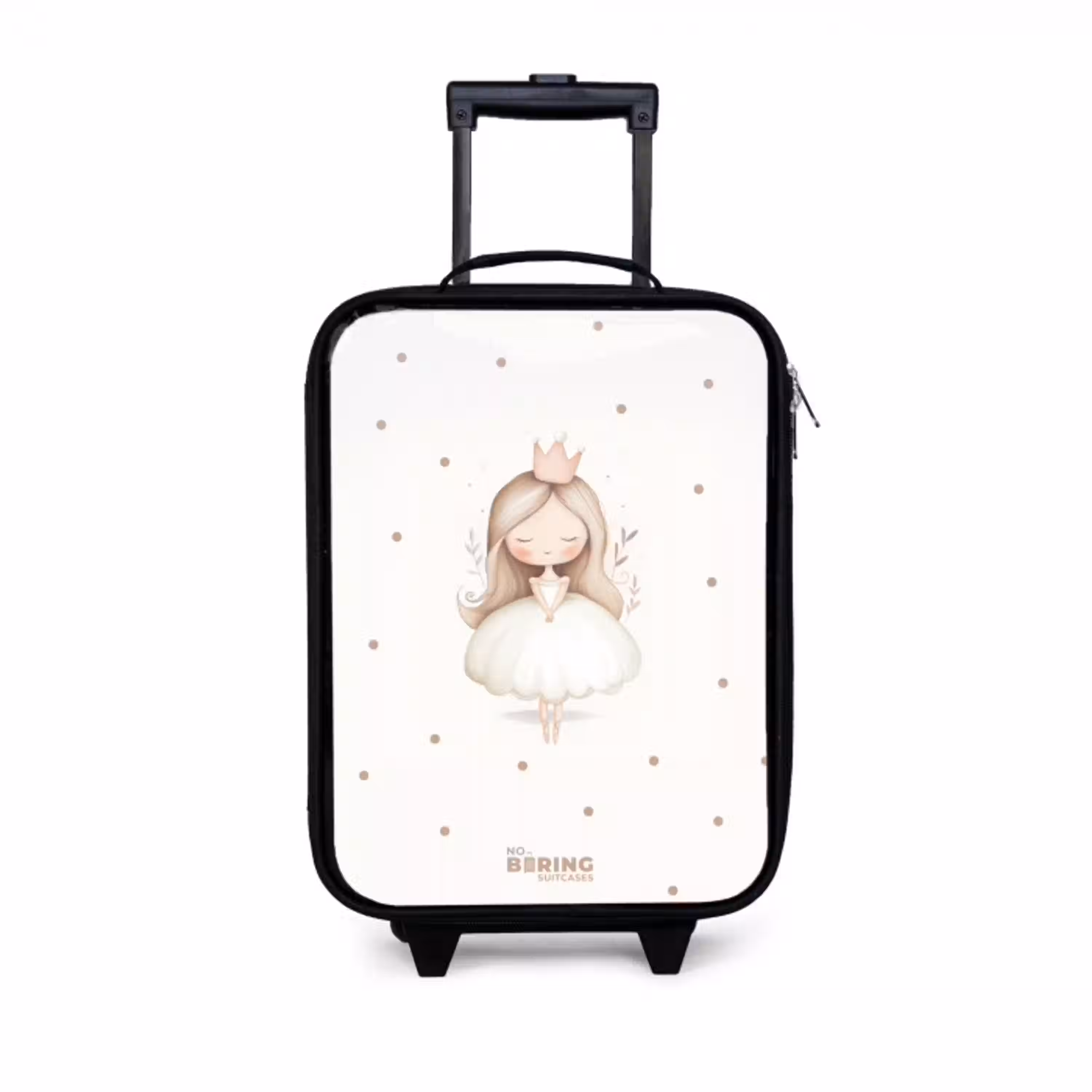 Ballerina prinses tussen beige stippen Kinderkoffer - Zwart klein -3d