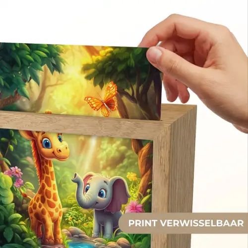 Giraf - Olifant - Bloemen - Jungle Light Box met kabel (Kinderlampje) klein -USP_websiteprintNL