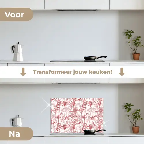 Aap - Oerwoud - Rood keuken achterwand spatscherm klein 900 -voor_na_NL