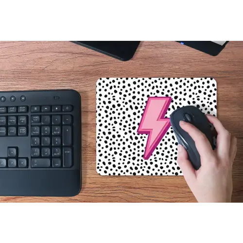 Bliksem - Roze - Stippen muismat rubber klein -toetsenbord