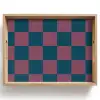 Schaakbord print - Blauw - Rood - Blokjes Dienblad Rechthoek middel -z3d_shopping