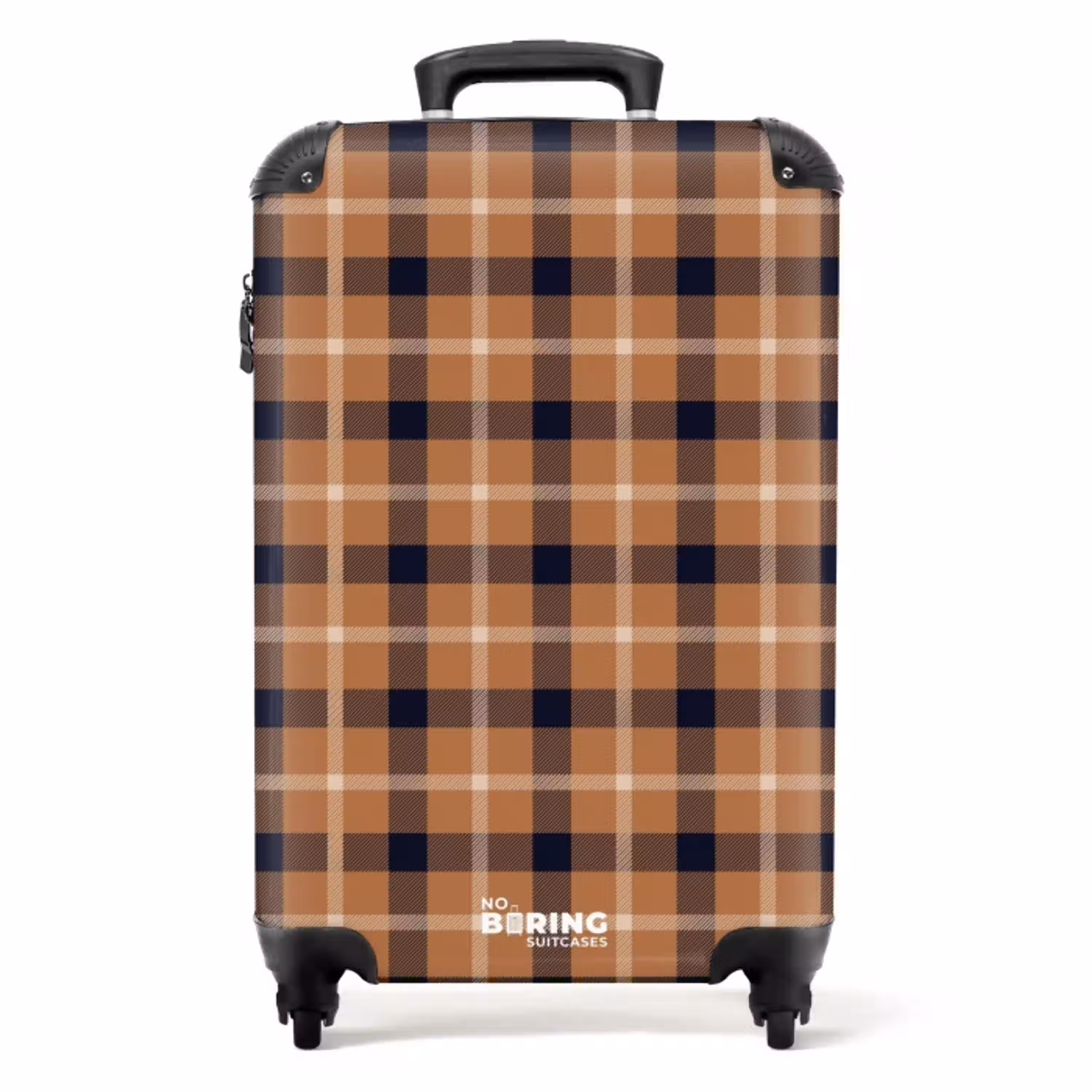 Klassiek dambordpatroon in camel en zwart NBS - Handbagage koffer - Kinderen Unisex middel -productfoto_recht