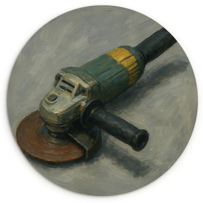 Haakse slijper - Schilderij - Gereedschap Wandcirkel plexiglas klein -3d