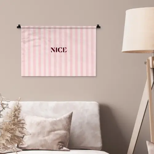 Nice - Strepen - Roze Wandkleed katoen klein -sfeer4
