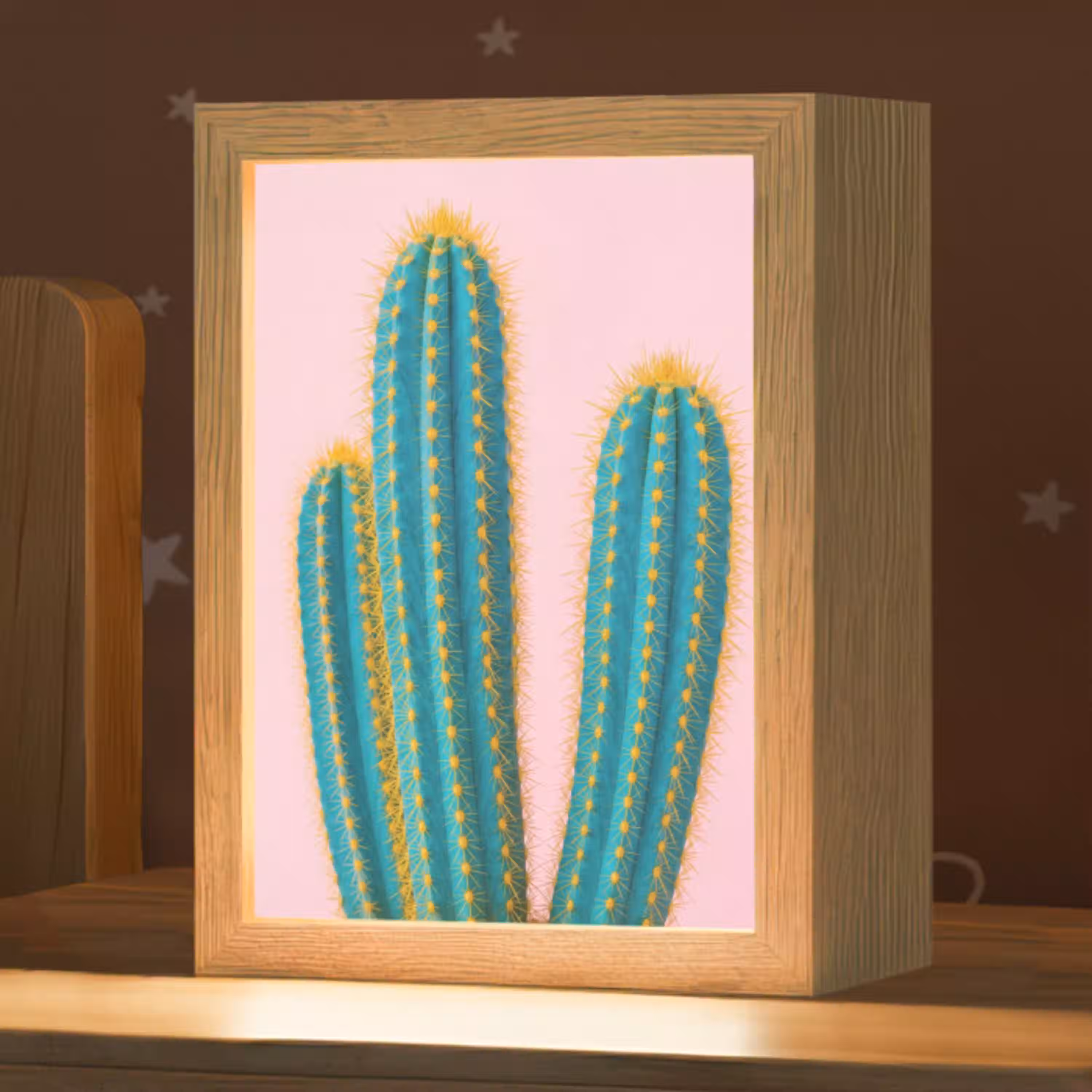 Cactussen - Modern - Pastel Light Box met kabel (Kinderlampje) klein -zzz_3d_website