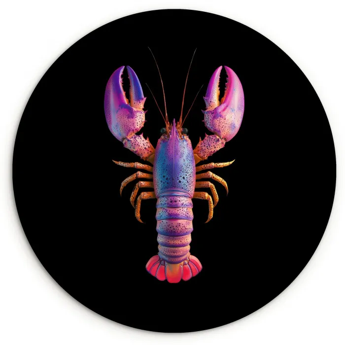 Kreeft - Paars - Roze - Zwart - Stippen - Lila Wandcirkel plexiglas klein -3d