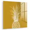 Lijnillustratie - Ananas - Bladkroon - Okergeel plexiglas 5mm klein -zzzproduct_nieuw
