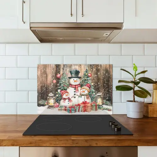 Sneeuwpop - Familie - Kleurrijk keuken achterwand spatscherm klein -sfeer2