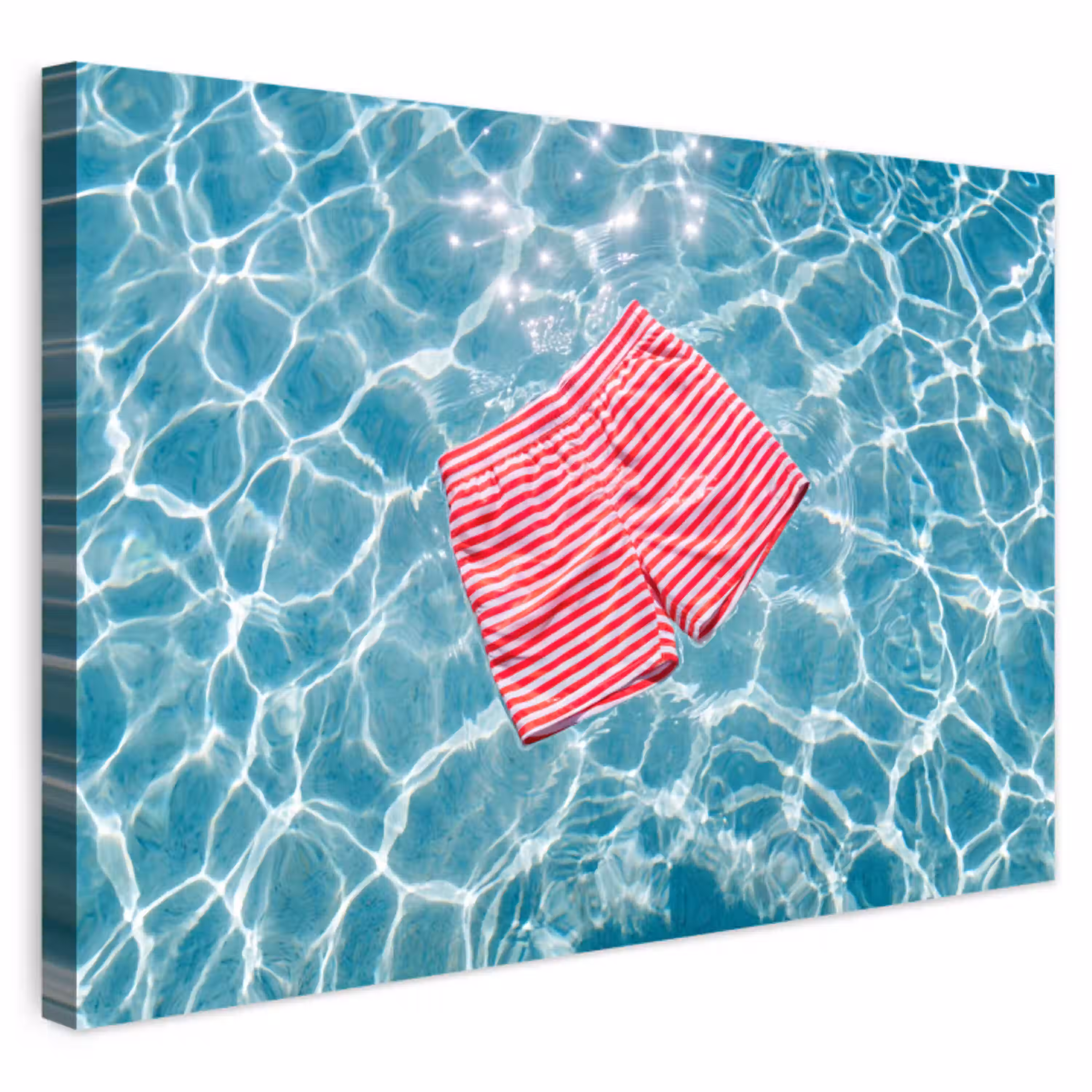 Zwemkleding - Gestreept - Water - Zomer - Rood-wit Tuinposter op houten frame 2 cm dik klein -3d