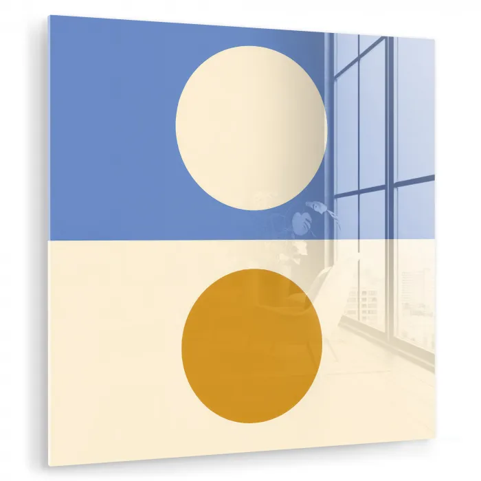 Cirkels - Symmetrisch - Wit - Blauw- Geel plexiglas 5mm klein -zzzproduct_nieuw