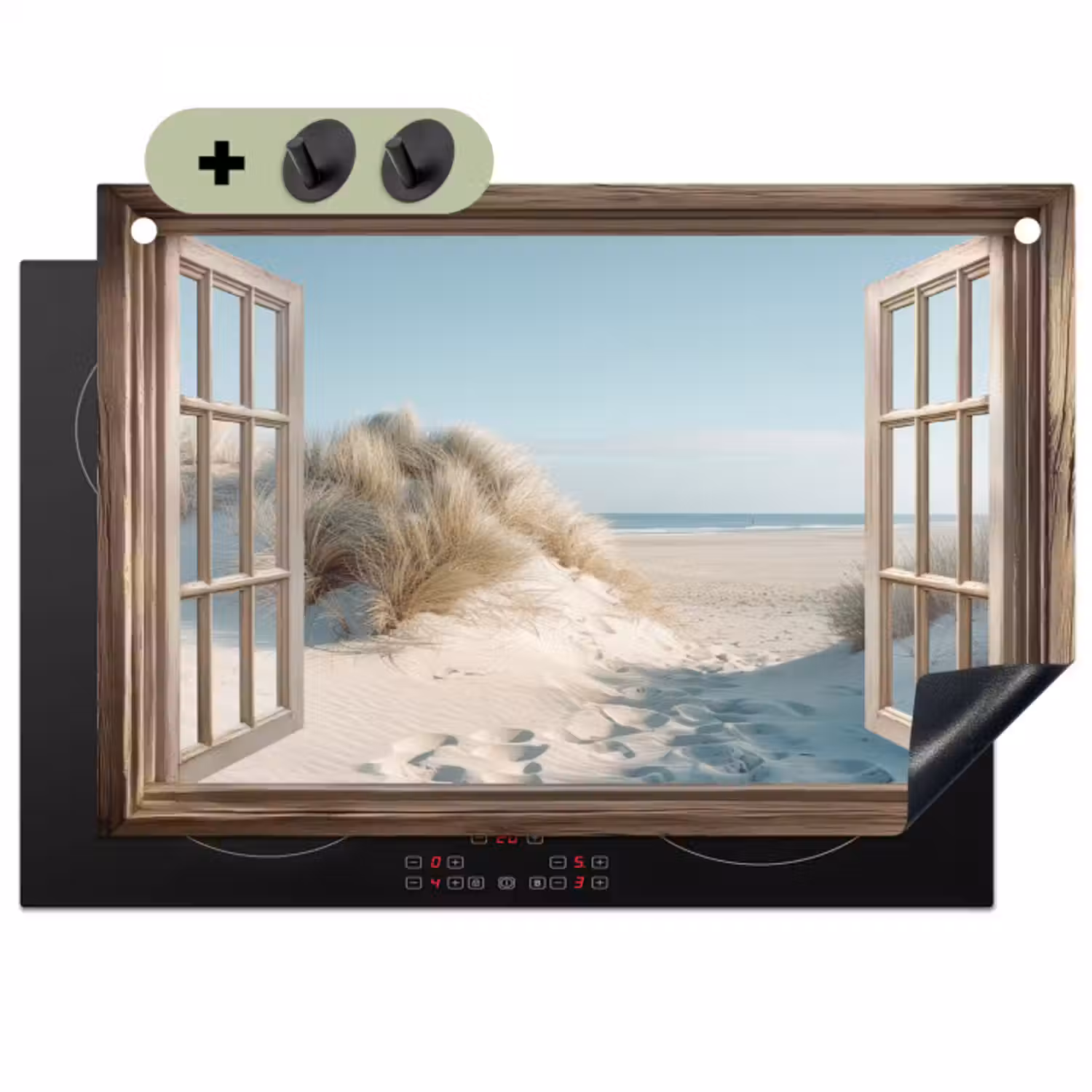 Inductie beschermer en spatscherm (2in1) - Doorkijk - Helmgras - Duinen - Zee - Landschap