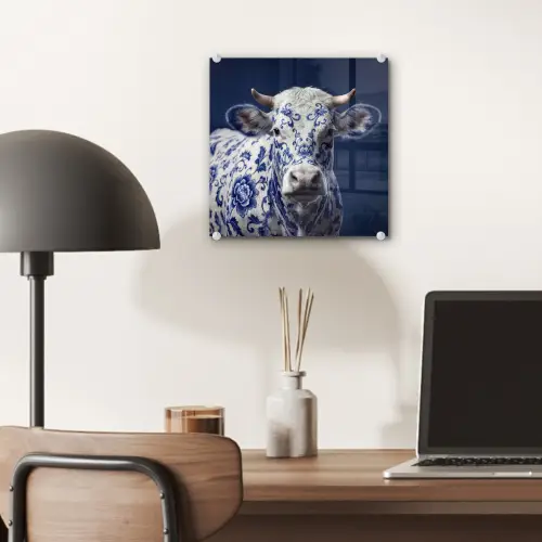 Koe - Delfts - Blauw - Artistiek plexiglas 5mm klein -sfeer6