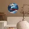 Trein - Kerst - Sneeuw - Kersttrein Wandcirkel behangsticker klein -sfeer1