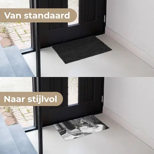 Relaxt - Bad - Zwart - Wit Deurmat klein -voor-na_NL