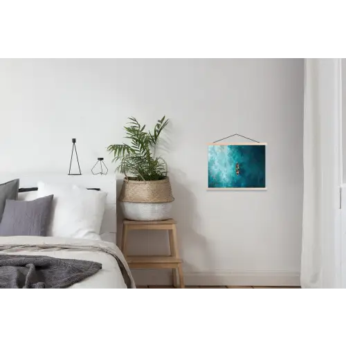 Bootje - Water - Blauw textielposter latten blank klein -woonkamer