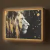 Portret - Leeuw - Abstract - Goud Light Box met batterij (Wandlamp) middel -z3d_website