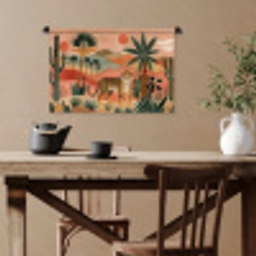 Tijger - Palmen - Cactus - Oranje Wandkleed katoen klein -sfeer6