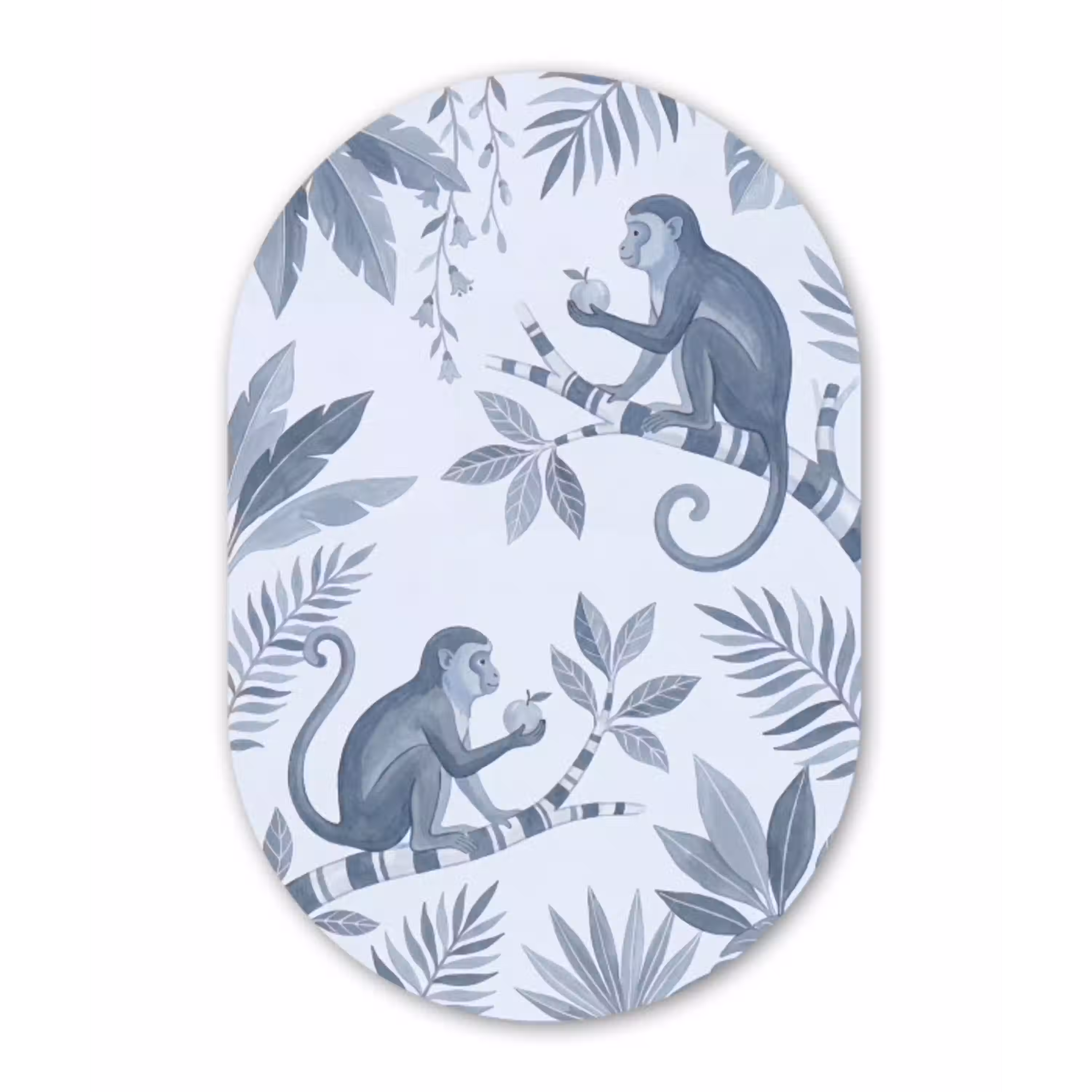 Aap - Boom - Bladeren - Jungle - Illustratie Wandcirkel Ovaal Aluminium middel -3d