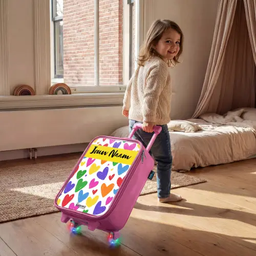 Hartjes - Patroon - Kleurrijk Kinderkoffer - Roze klein -sfeer1